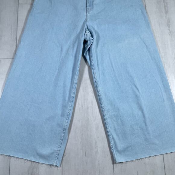 NWT Anthropologie Maeve 20W Ettie High Rise Crop Wide Leg Pant Light Blue Jeans - Picture 3 of 14